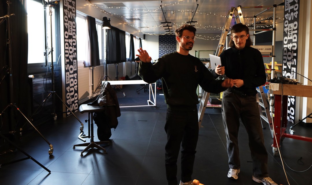 David Meury und Luc Peyer in den Redaktionsräumlichkeiten von «Studio 404»